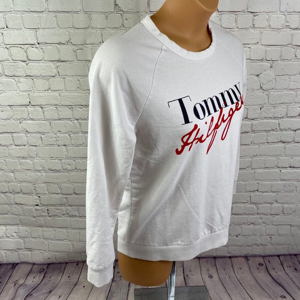 Tommy Hilfiger logo White Crewneck Sweater Tops - Picture 4 of 9
